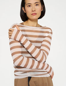 Top Mesh Stripes Brown