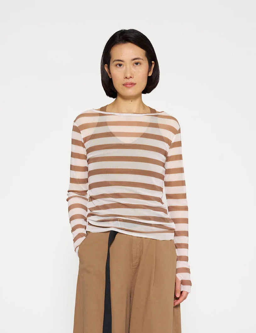 Top Mesh Stripes Brown