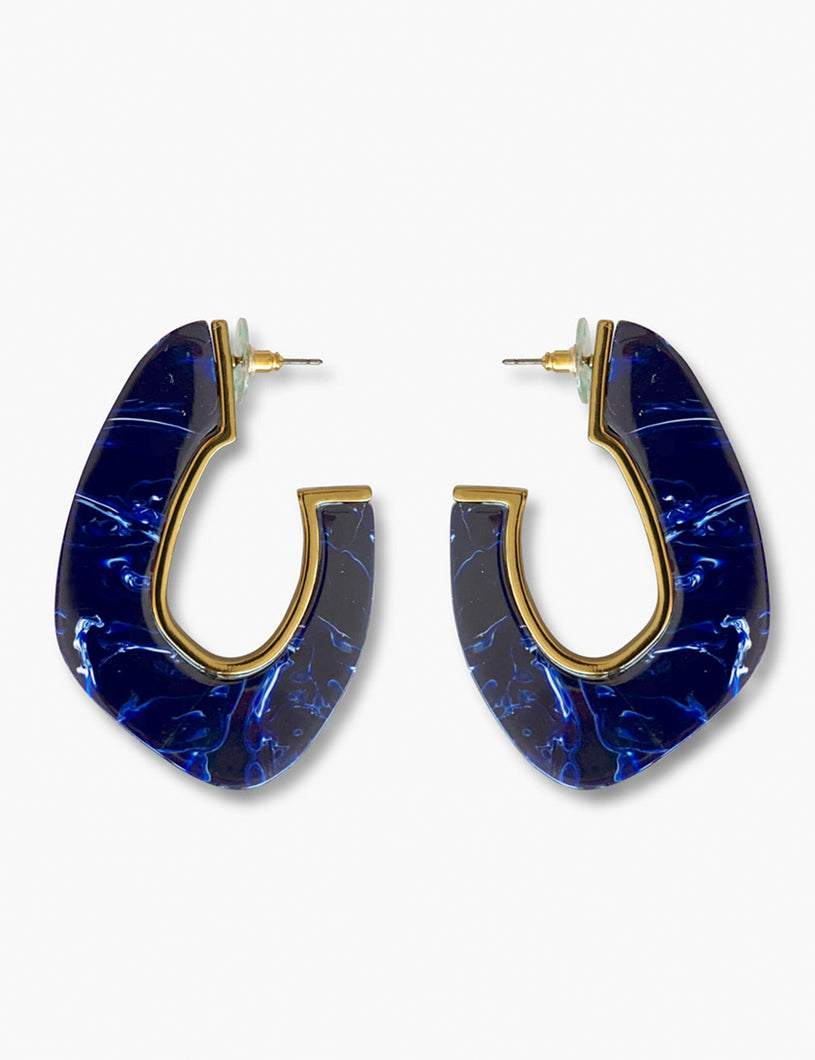 Pendientes de acetato azul y metal