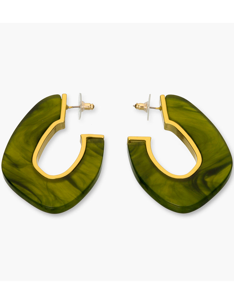 Pendientes de acetato verde y metal